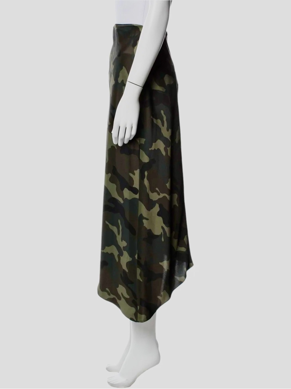 BNWT - Alice + Olivia Camo Asymmetric Midi Skirt - Green Size 0 - Picture 8 of 10